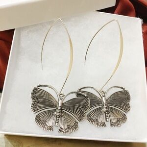 Boho Silver Butterfly Earrings